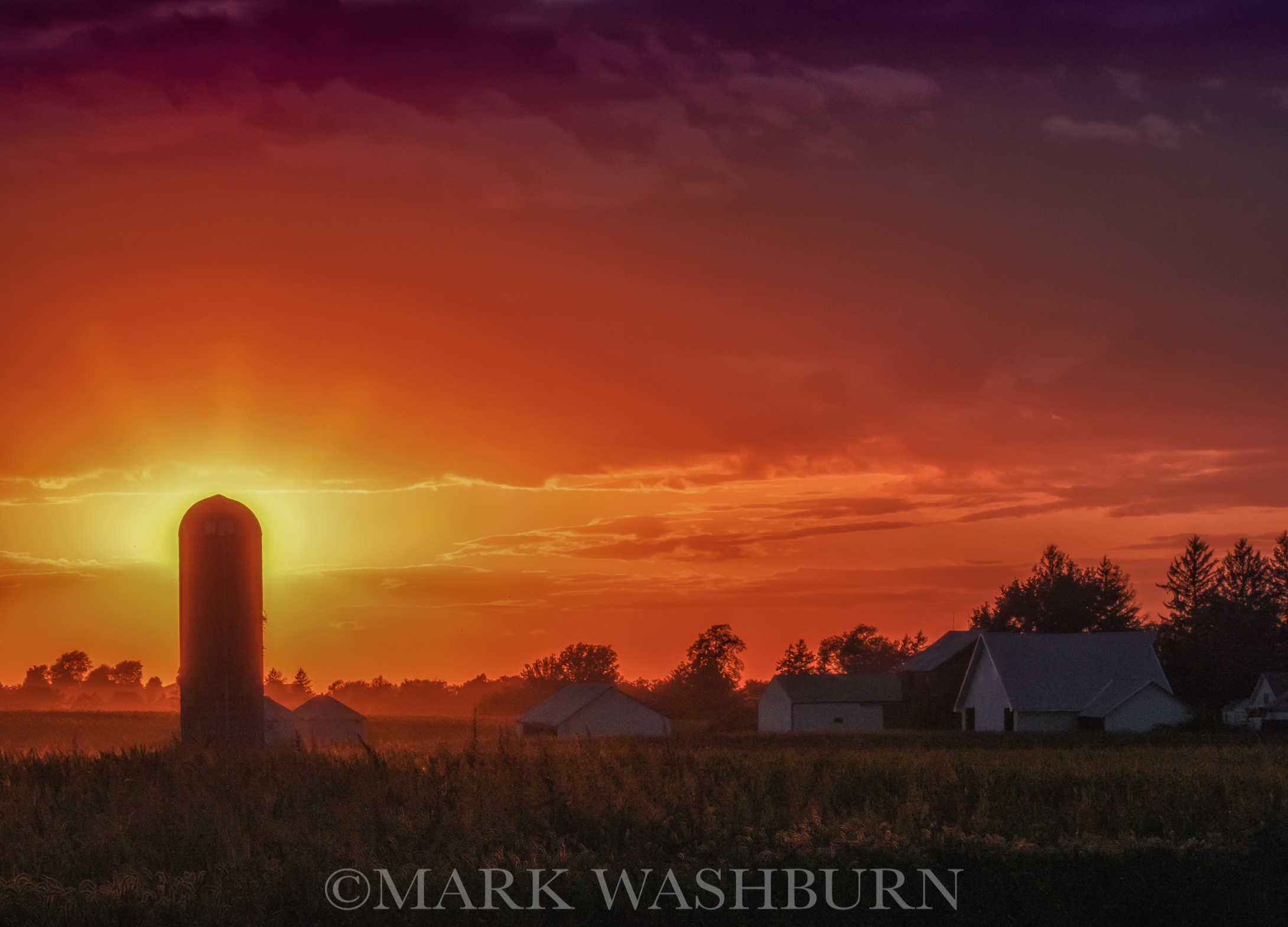 Iowa Farm At Sunset